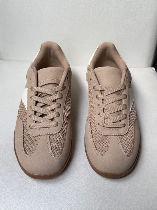 Serra Shoes - Serra Taupe Women's Sneakers with White Side Stripe